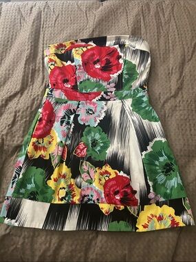 Speechless Strapless Floral Skater Dress in Red, Green, Yellow, Pink, Black